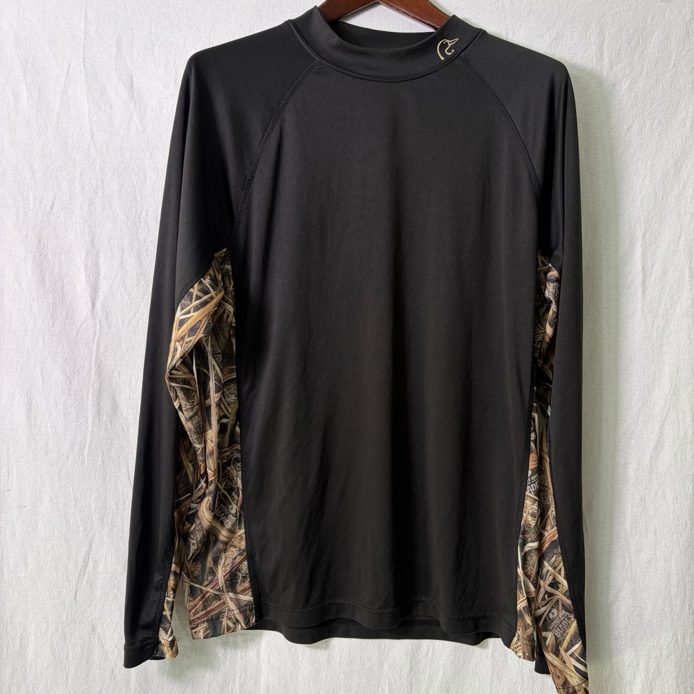 Ducks Unlimited Long Sleeve‎ Shirt Men's XL Black Hunting Dri Fit Lightweight